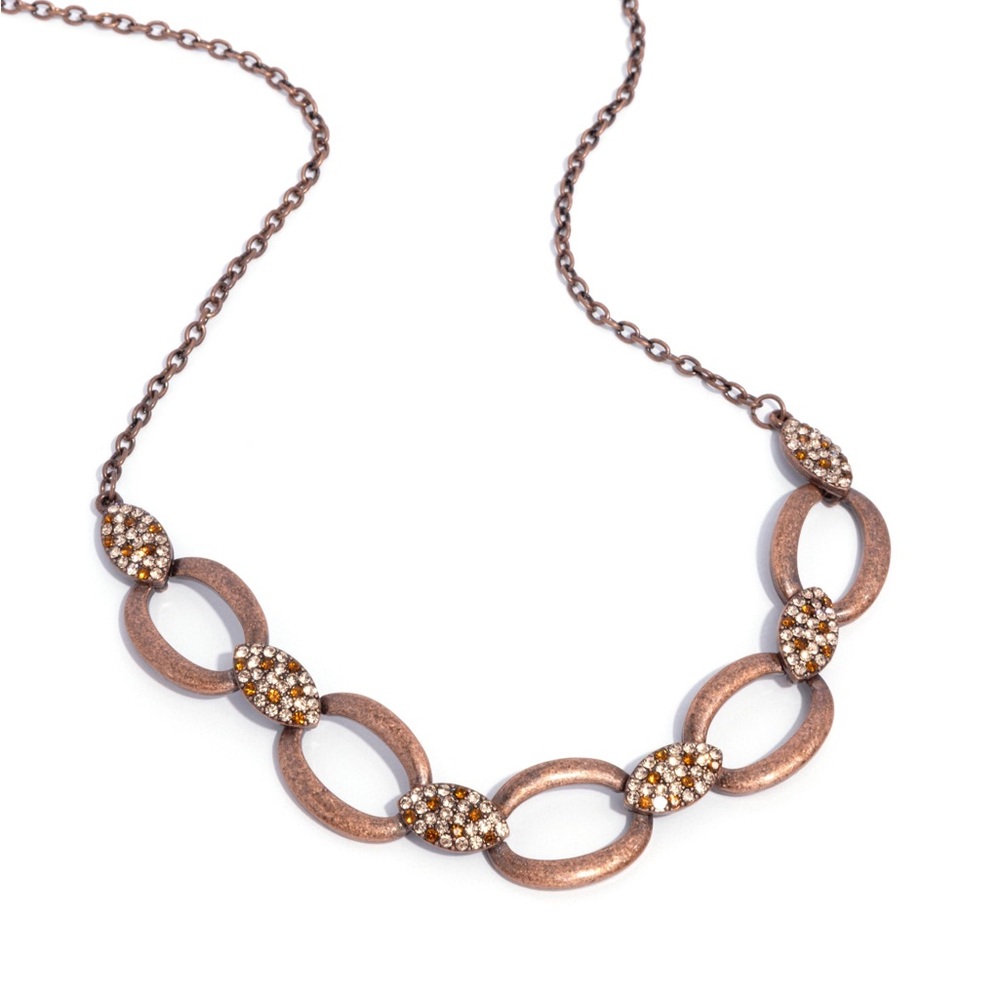Chic Bronze Necklace with Crystal Details